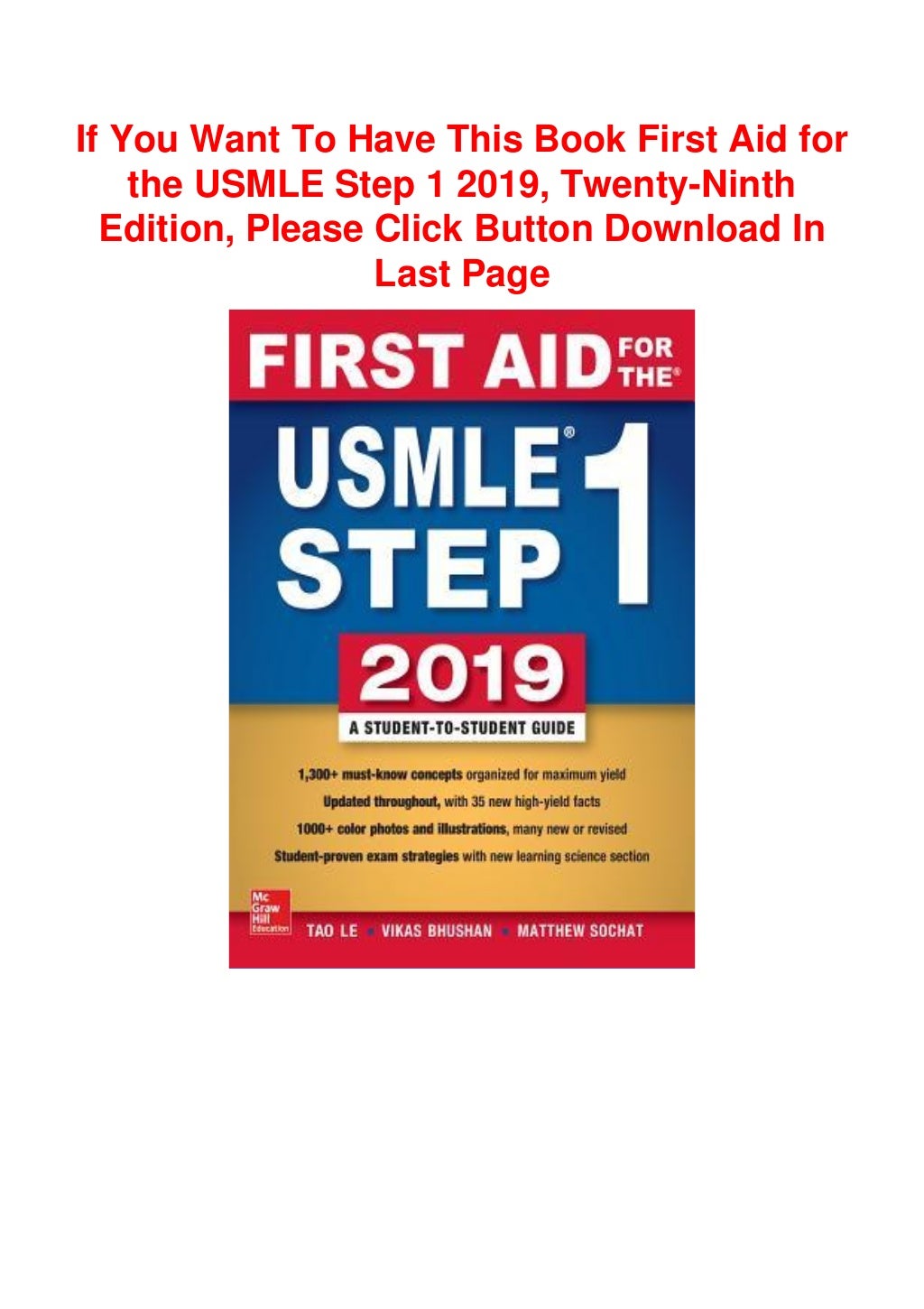 Download Books First Aid for the USMLE Step 1 2019, TwentyNinth Edition