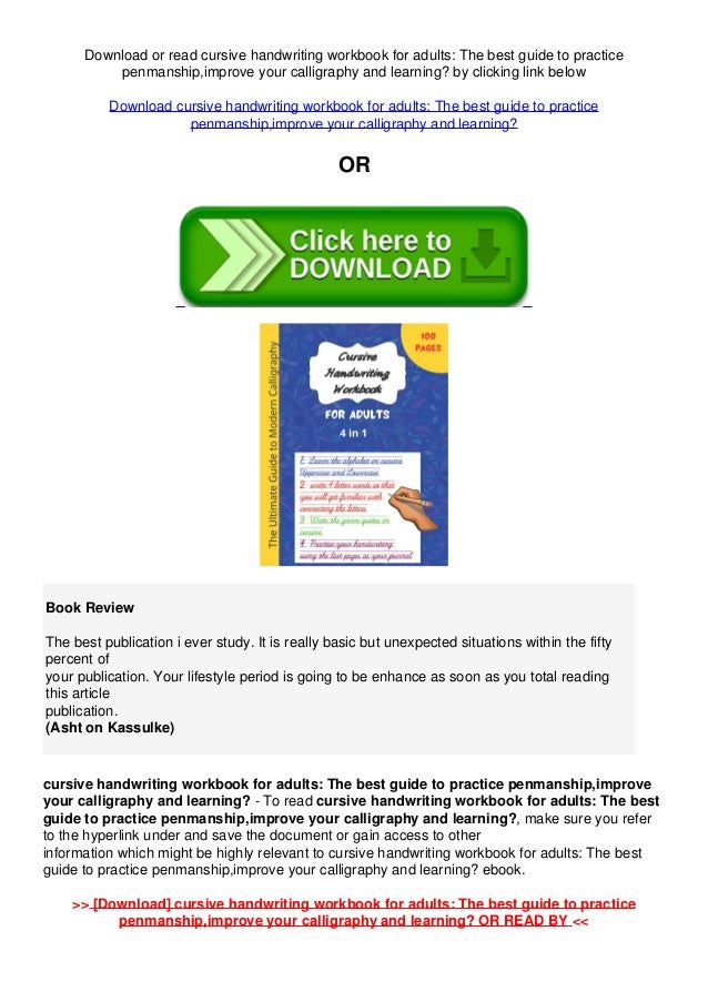 Download Cursive Handwriting Workbook For Adults The Best Guide To