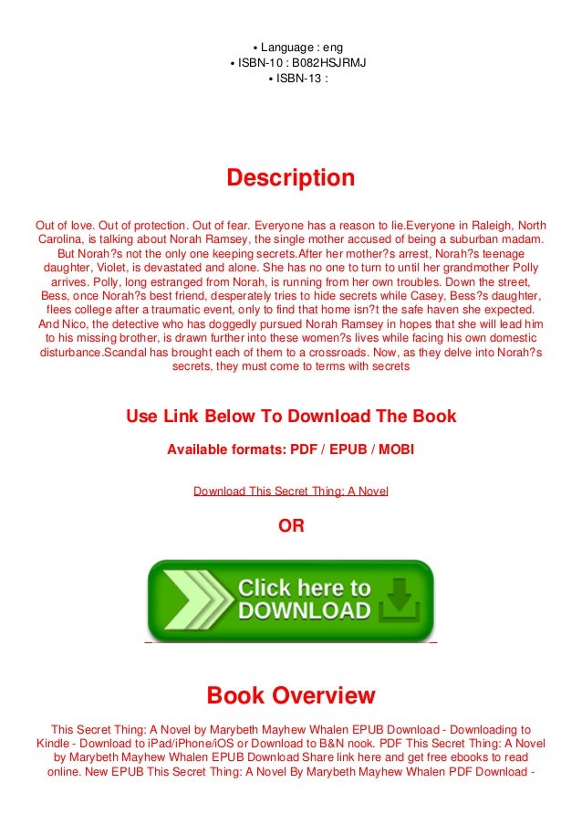 Download Ebook Pdf This Secret Thing A Novel Ebook Online Download