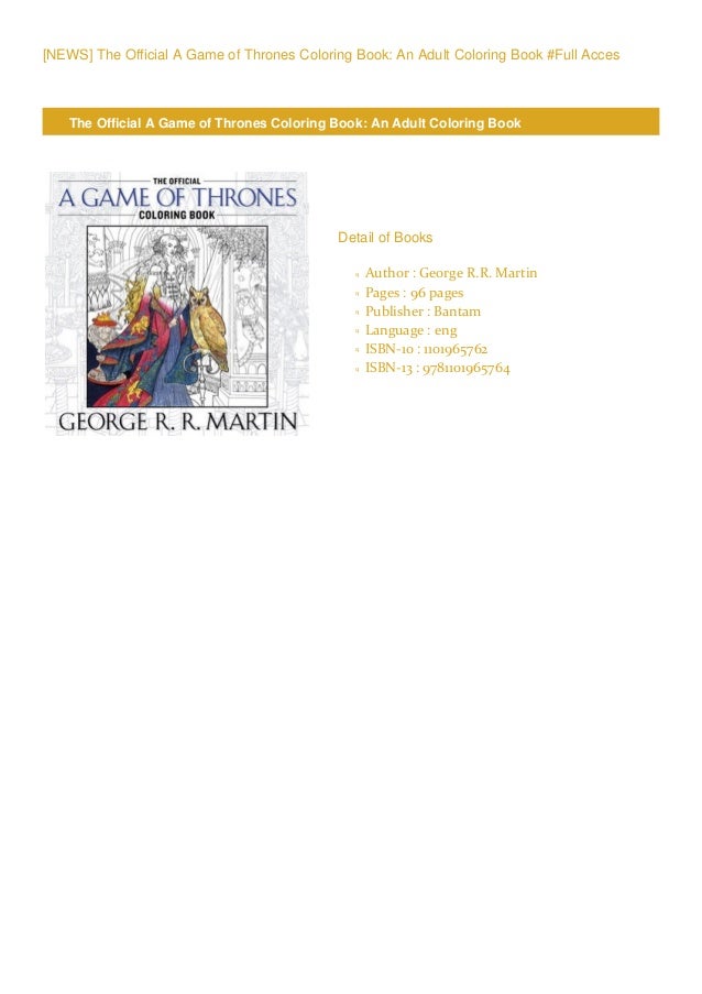 Download Download Ebook The Official A Game Of Thrones Coloring Book An A