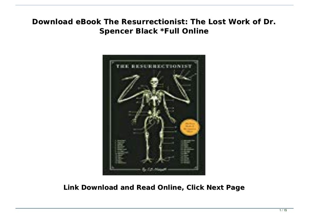 Download eBook The Resurrectionist The Lost