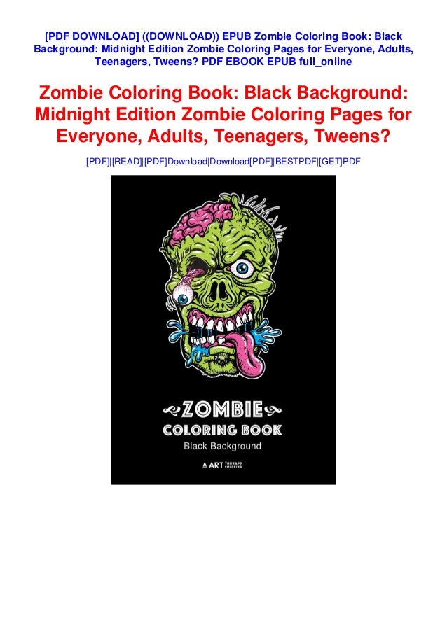 Download Epub Zombie Coloring Book Black Background Midnight Ed