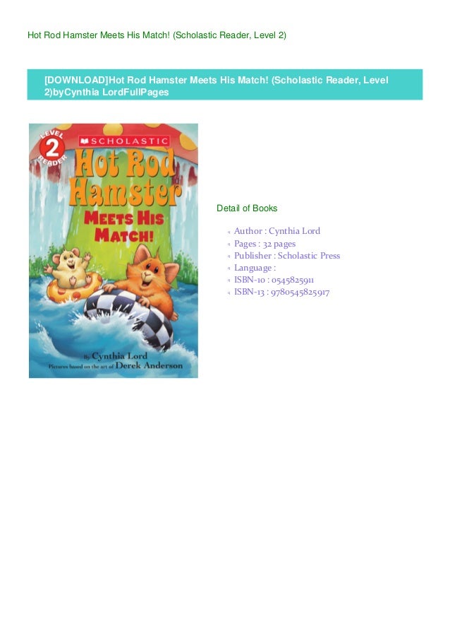 Download Hot Rod Hamster Meets His Match Scholastic Reader Level