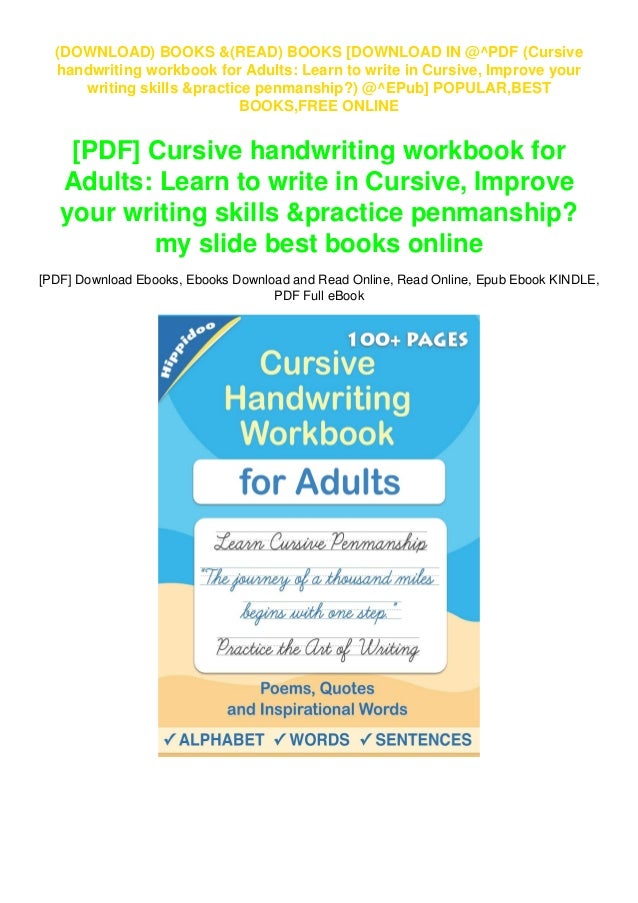 Download In Pdf Cursive Handwriting Workbook For Adults Learn To