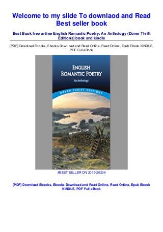 Download In Pdf English Romantic Poetry An Anthology Dover Thri