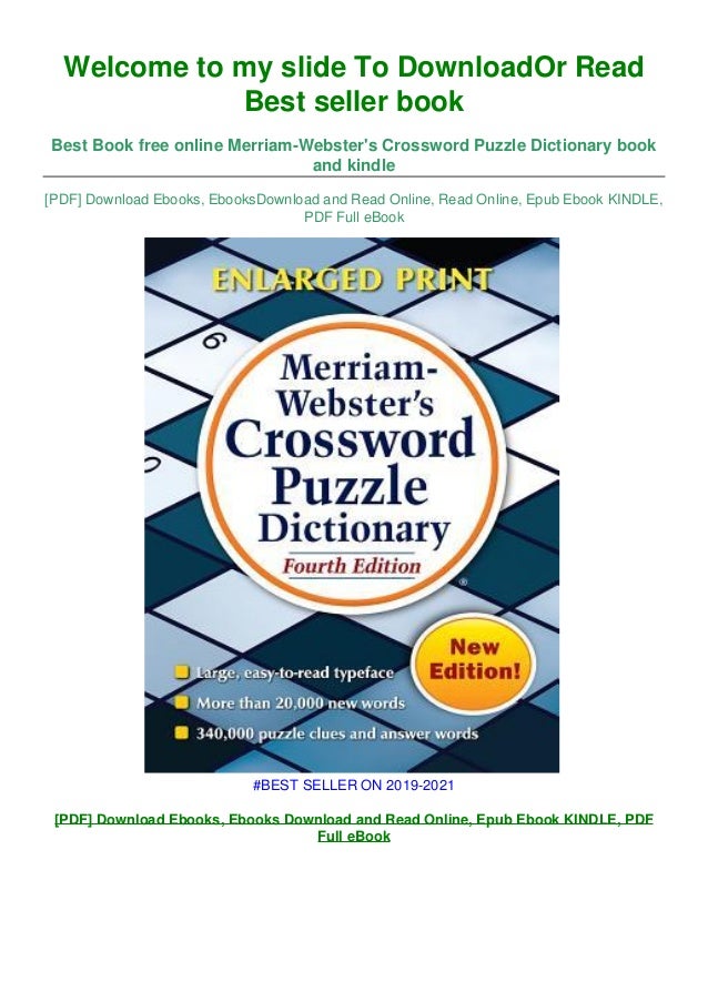Download In Pdf Merriam Webster S Crossword Puzzle Dictionary Epu