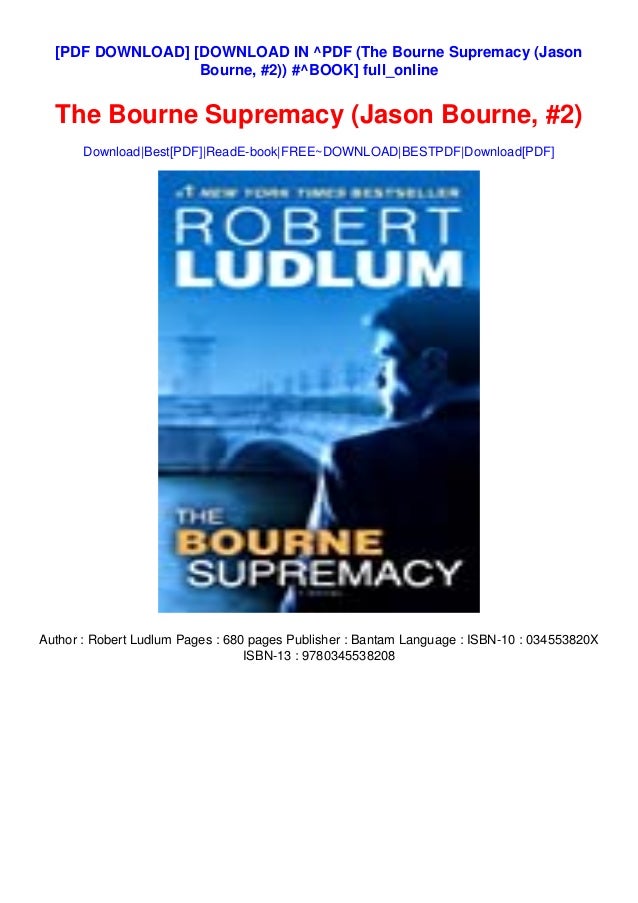 Download In Pdf The Bourne Supremacy Jason Bourne 2 Book