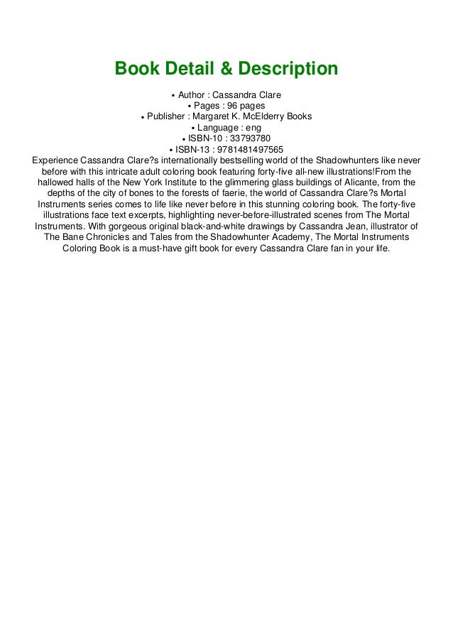 Download Download In Pdf The Official Mortal Instruments Coloring Book
