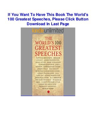 Download In Pdf The World S 100 Greatest Speeches Epub