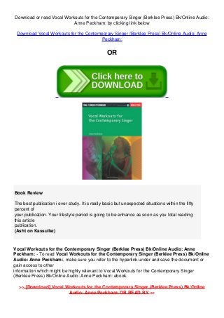 Download In Pdf Vocal Workouts For The Contemporary Singer Berkl