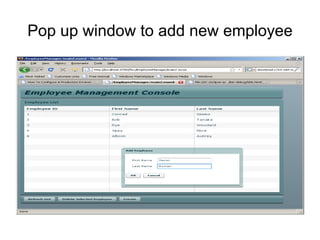 Pop up window to add new employee 