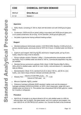 Cod Open Reflux Method Download-manuals-water quality-technicalpapers ...