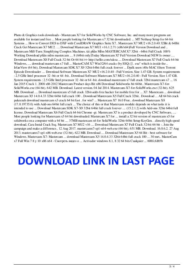 Download Mastercam X7 Full Crack 32 Bit 64 Bit