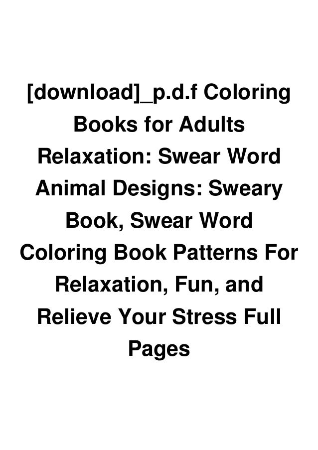 Download Download P D F Coloring Books For Adults Relaxation Swear Word Ani