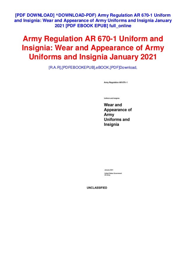 Download Pdf Army Regulation Ar 670 1 Uniform And Insignia Wear