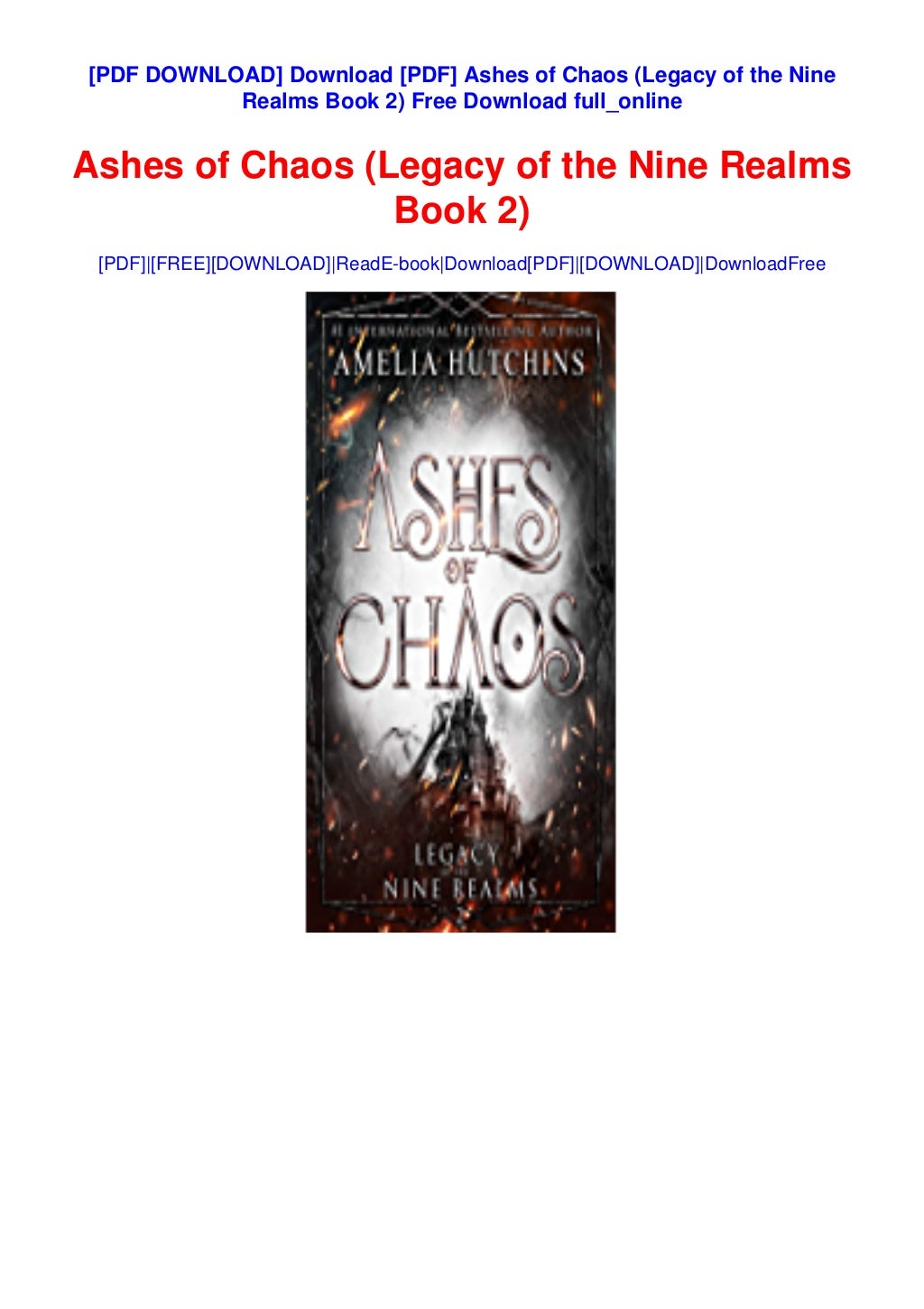 Ashes Of Chaos Legacy Of The Nine Realms Download [PDF] Ashes of Chaos (Legacy of the Nine Realms Book 2) Free