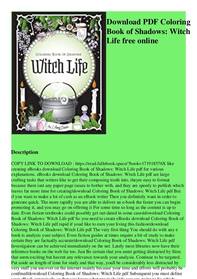 Download Download Pdf Coloring Book Of Shadows Witch Life Free Online