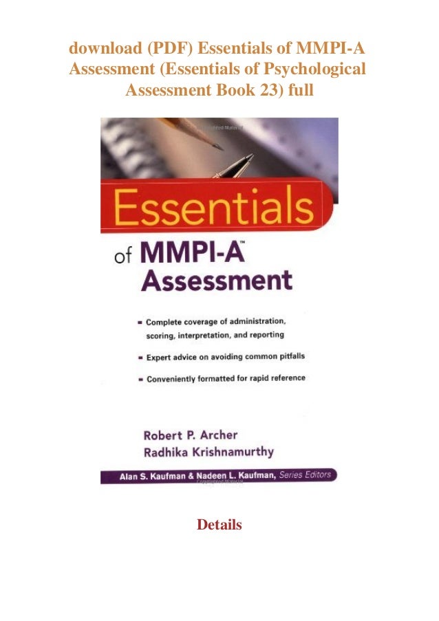 Download Pdf Essentials Of Mmpi A Assessment Essentials Of Psychol