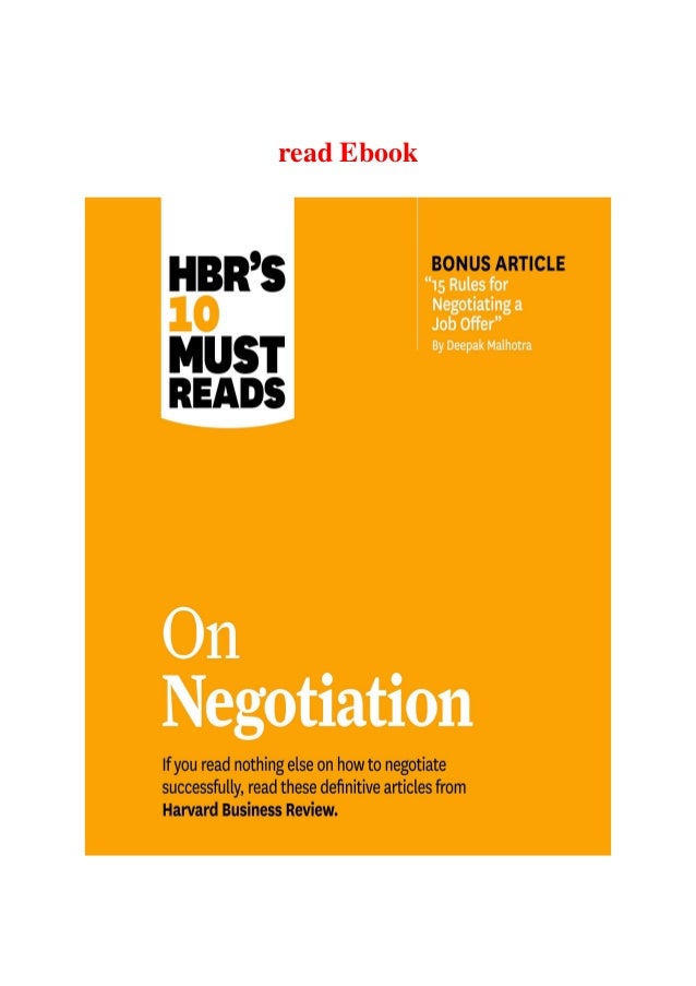 Download Pdf Hbr S 10 Must Reads On Negotiation Hbr S 10 Must Reads