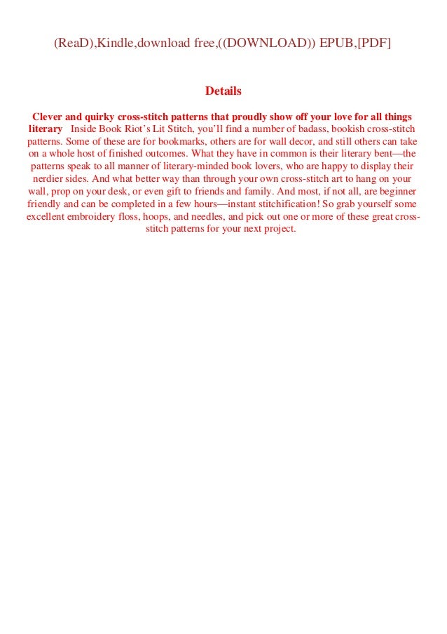 Download Pdf Lit Stitch 25 Cross Stitch Patterns For Book Lovers Free