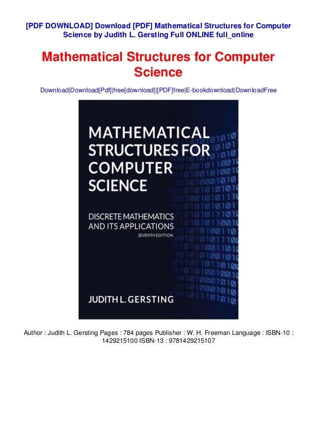 Download Pdf Mathematical Structures For Puter Science Judith
