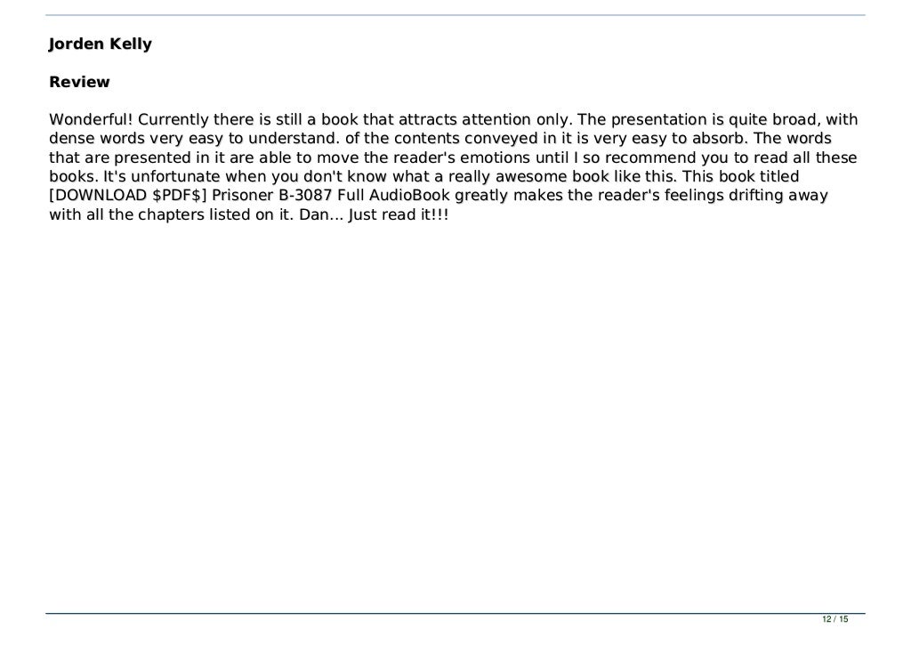 [DOWNLOAD PDF] Prisoner B3087 Full AudioBook