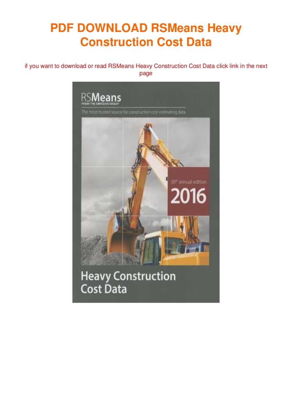 ^DOWNLOAD PDF RSMeans Heavy Construction Cost Data [R.A.R]