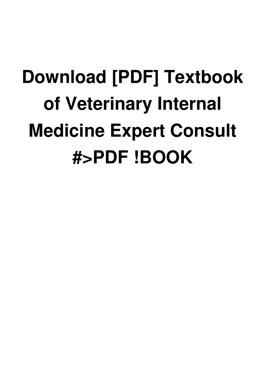 Download [PDF] Textbook of Veterinary Internal Medicine Expert Consult