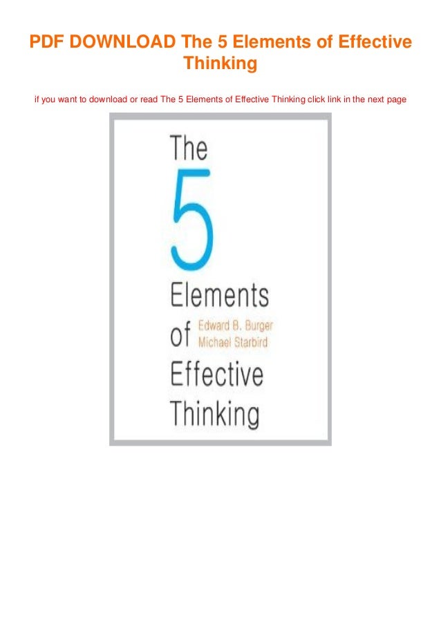DOWNLOAD PDF The 5 Elements of Effective Thinking *Full_PDF*