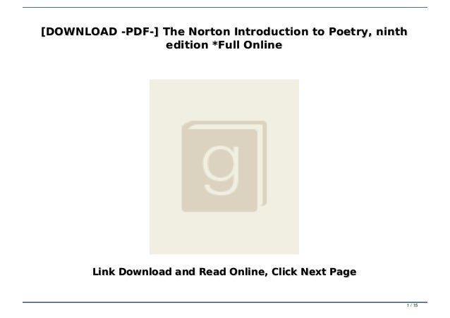 [DOWNLOAD PDF] The Norton Introduction to Poetry, ninth edition *Fu…