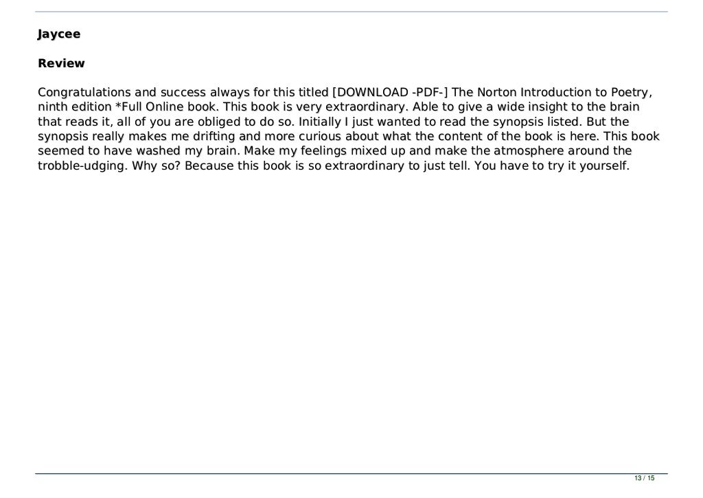 [DOWNLOAD PDF] The Norton Introduction to Poetry, ninth edition *Fu…