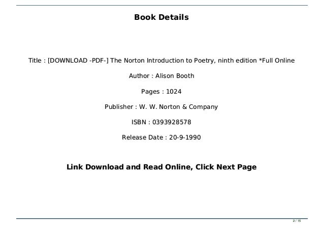 [DOWNLOAD PDF] The Norton Introduction to Poetry, ninth edition *Fu…