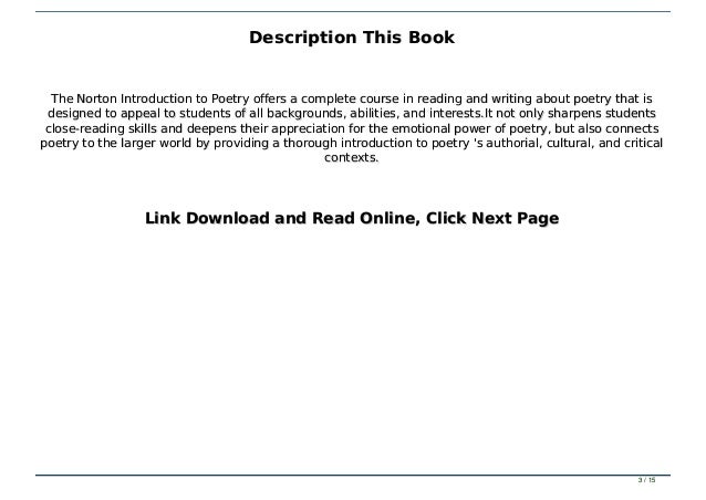 [DOWNLOAD PDF] The Norton Introduction to Poetry, ninth edition *Fu…