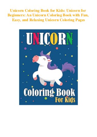Download Pdf Unicorn Coloring Book For Kids Unicorn For Beginners An