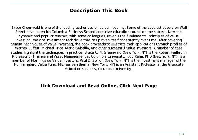 Download Pdf Value Investing From Graham To Buffett And Beyond Wi