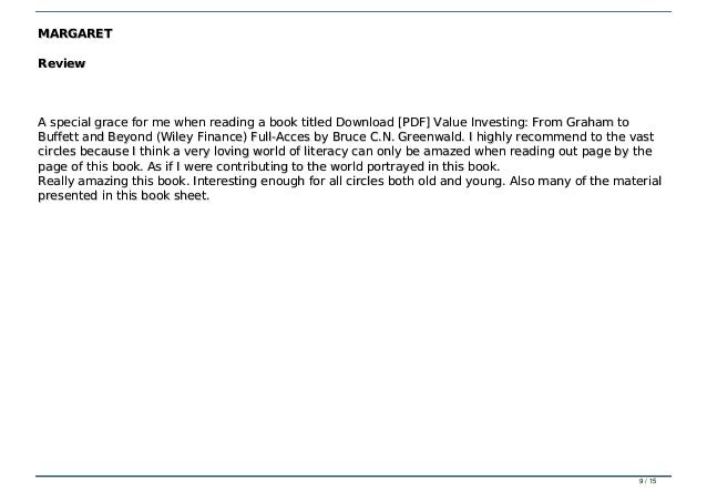Download Pdf Value Investing From Graham To Buffett And Beyond Wi