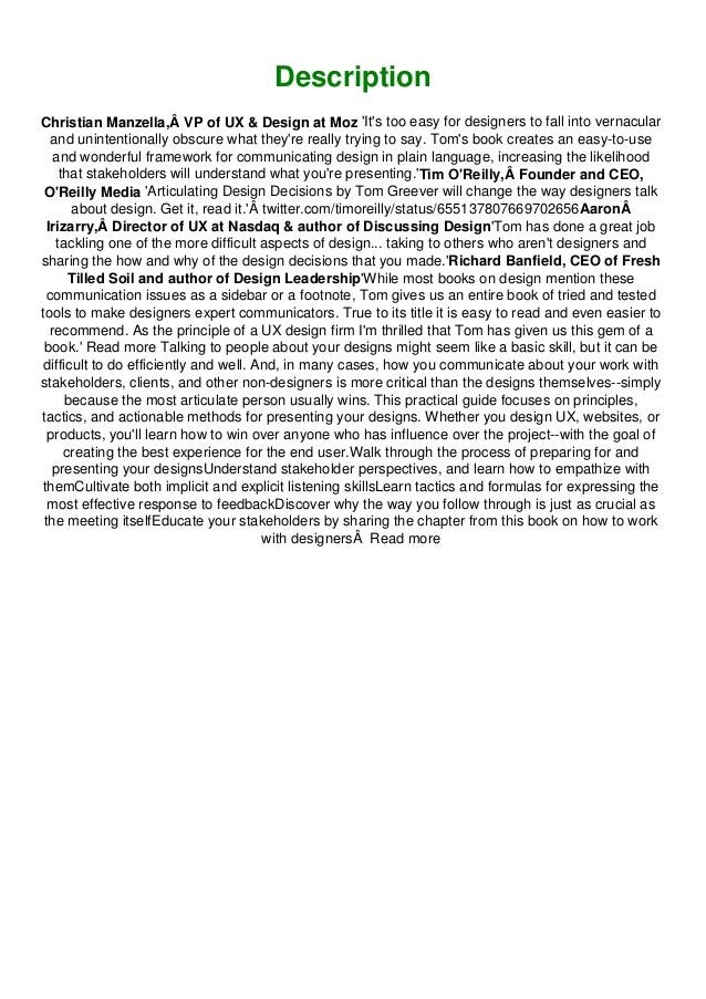 ^DOWNLOADPDF) Articulating Design Decisions Communicate with