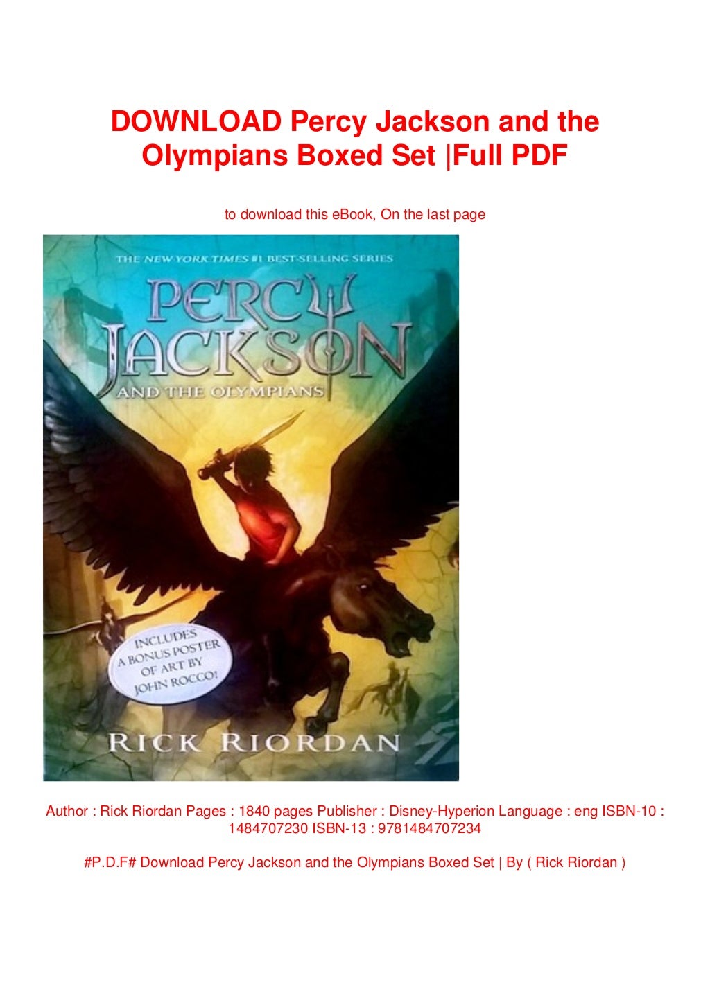 DOWNLOAD Percy Jackson and the Olympians Boxed Set Full PDF DOWNLOAD Percy Jackson and the Olympians Boxed Set Full PDF
