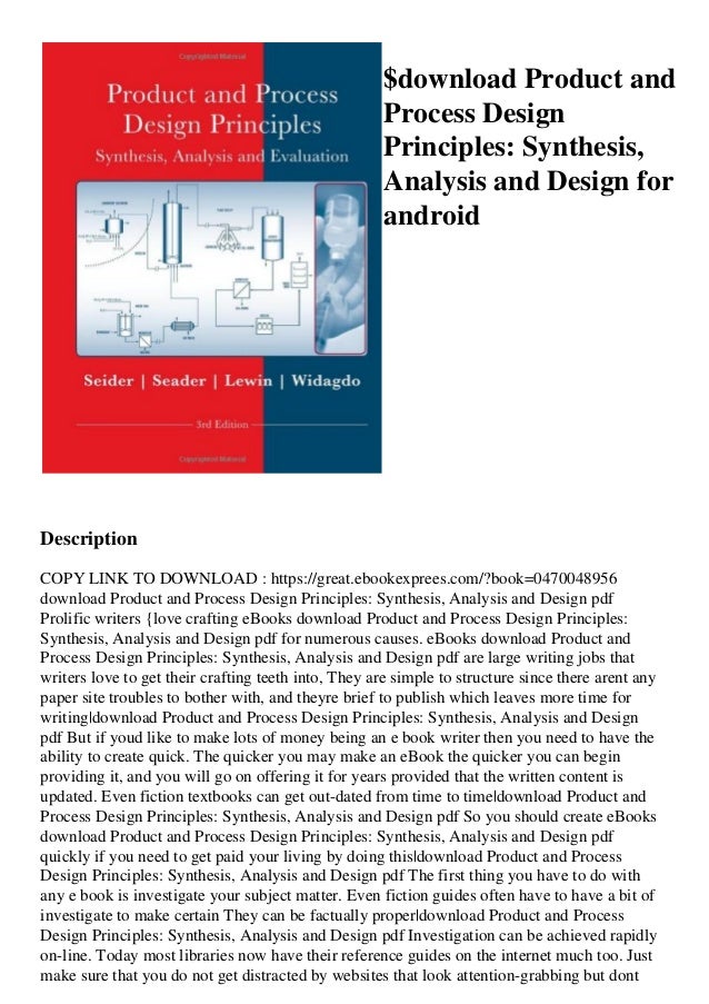  download Product And Process Design Principles Synthesis Analysis And
