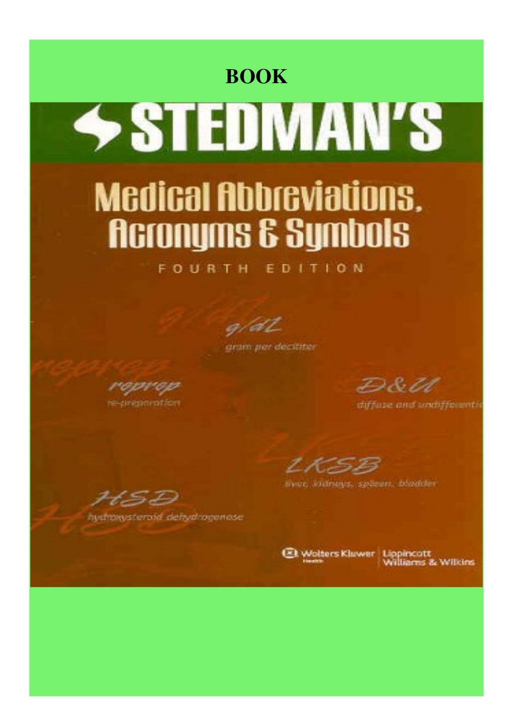 [DOWNLOAD] Stedman's Medical Abbreviations Acronyms & Symbols (Stedman
