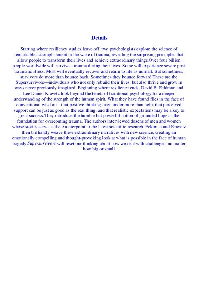 Download Supersurvivors The Surprising Link Between Suffering And Suc Download Supersurvivors The Surprising Link Between Suffering And Suc