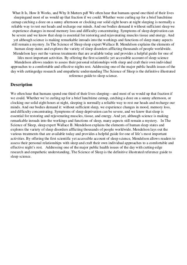 download The Science of Sleep What It Is How It Works and Why It ...