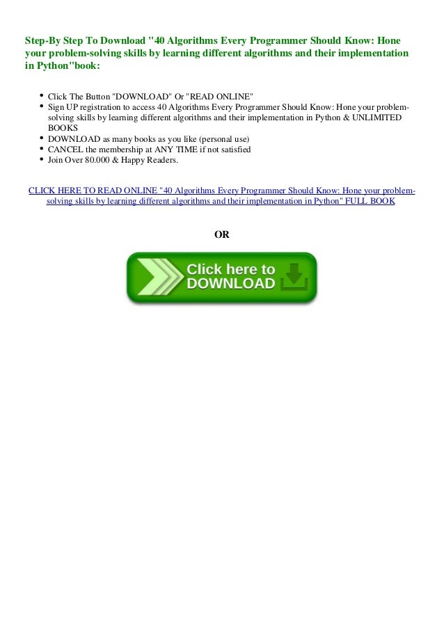  DOWNLOAD 40 Algorithms Every Programmer Should Know Hone Your Problem 