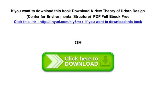 A New Theory Of Urban Design Christopher Alexander Pdf
