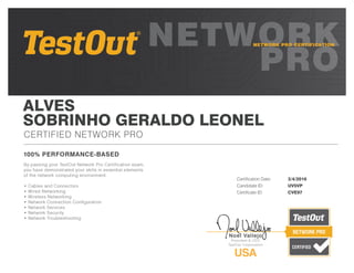 ALVES
SOBRINHO GERALDO LEONEL
Certification Date: 3/4/2016
Candidate ID: UV5VP
Certificate ID: CVE97
 