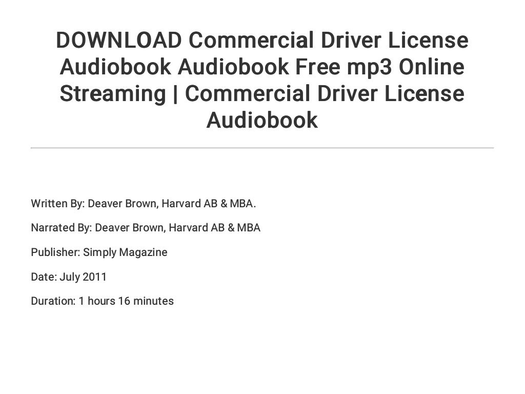 DOWNLOAD Commercial Driver License Audiobook Audiobook Free mp3 Onlin…