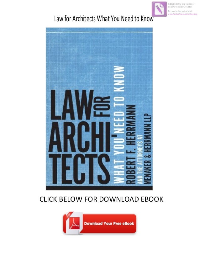 Download Ebook Law For Architects What You Need To Know