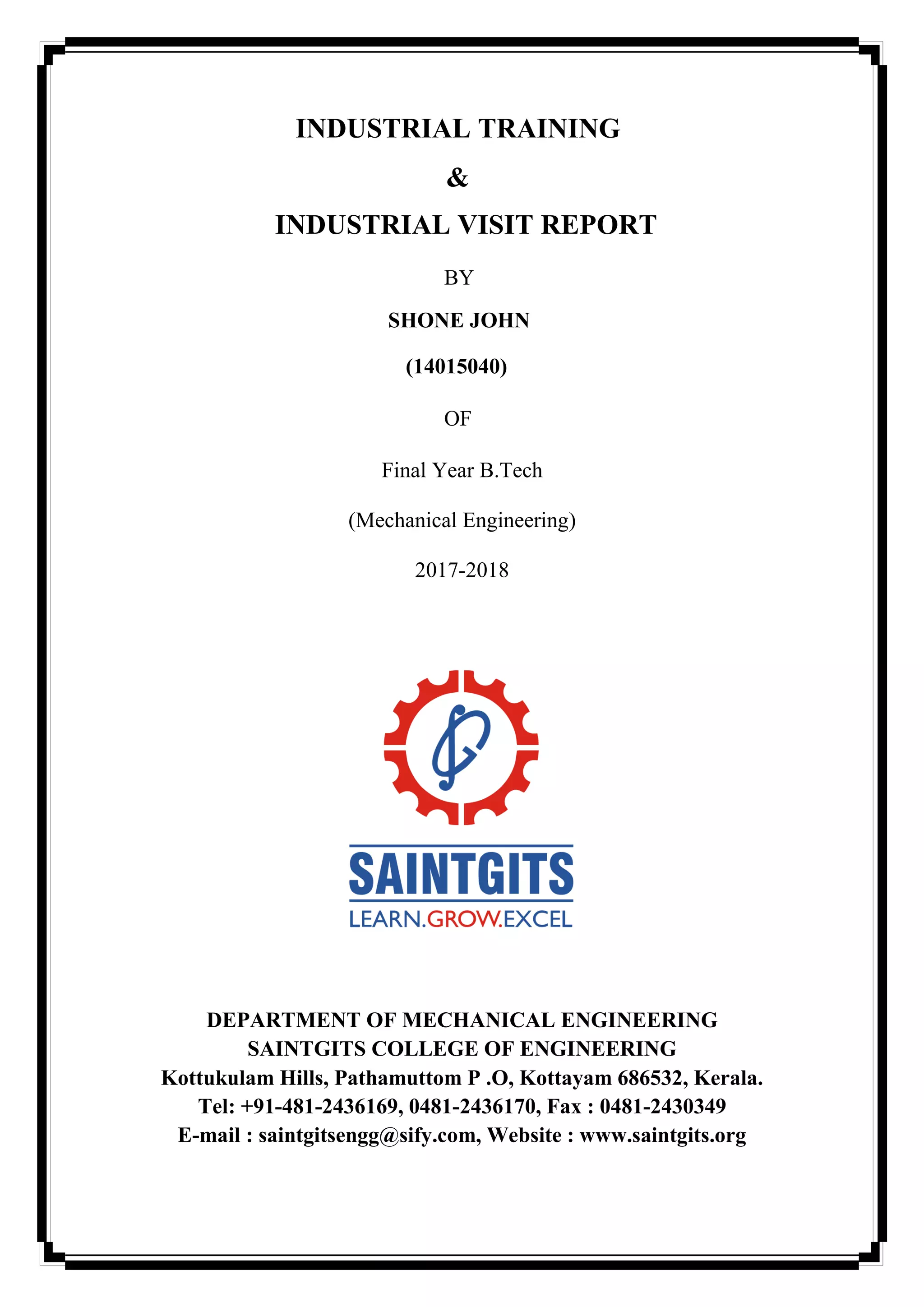 INTERNSHIP/ INDUSTRIAL TRAINING REPORT | PDF