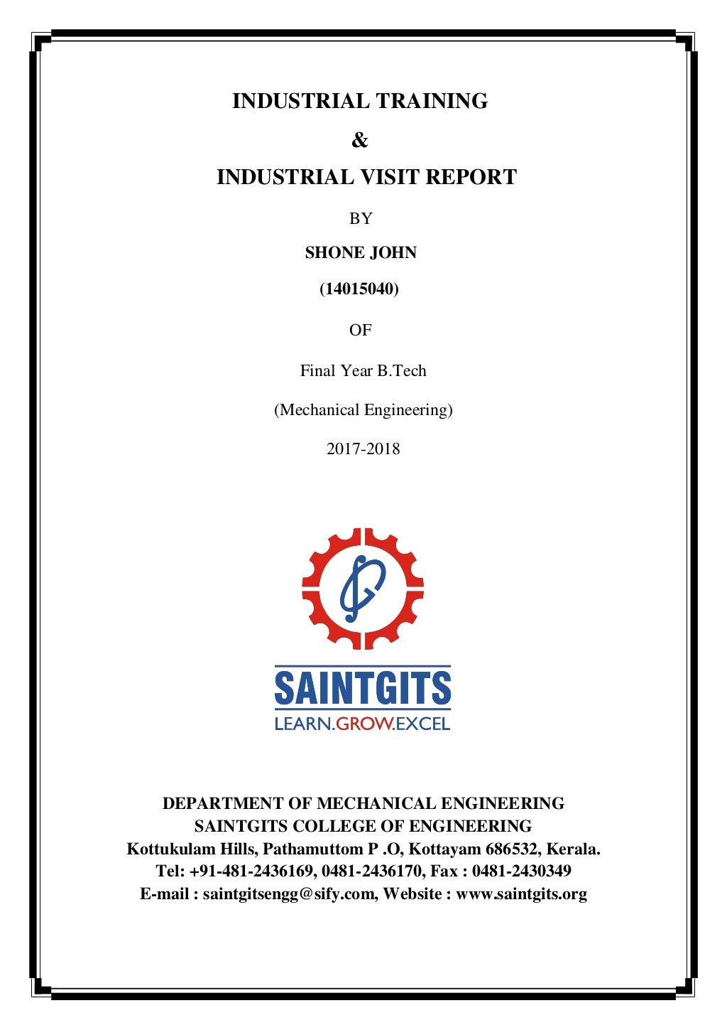 INTERNSHIP/ INDUSTRIAL TRAINING REPORT