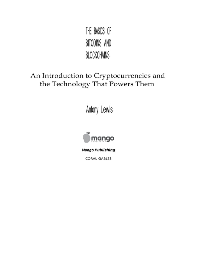 Free Book: The Basics of Bitcoins and Blockchains | PDF | Currencies ...